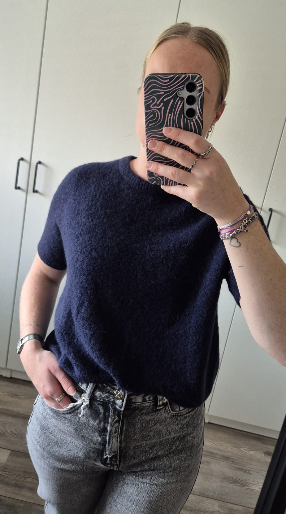 Soft knit short sleeve navy