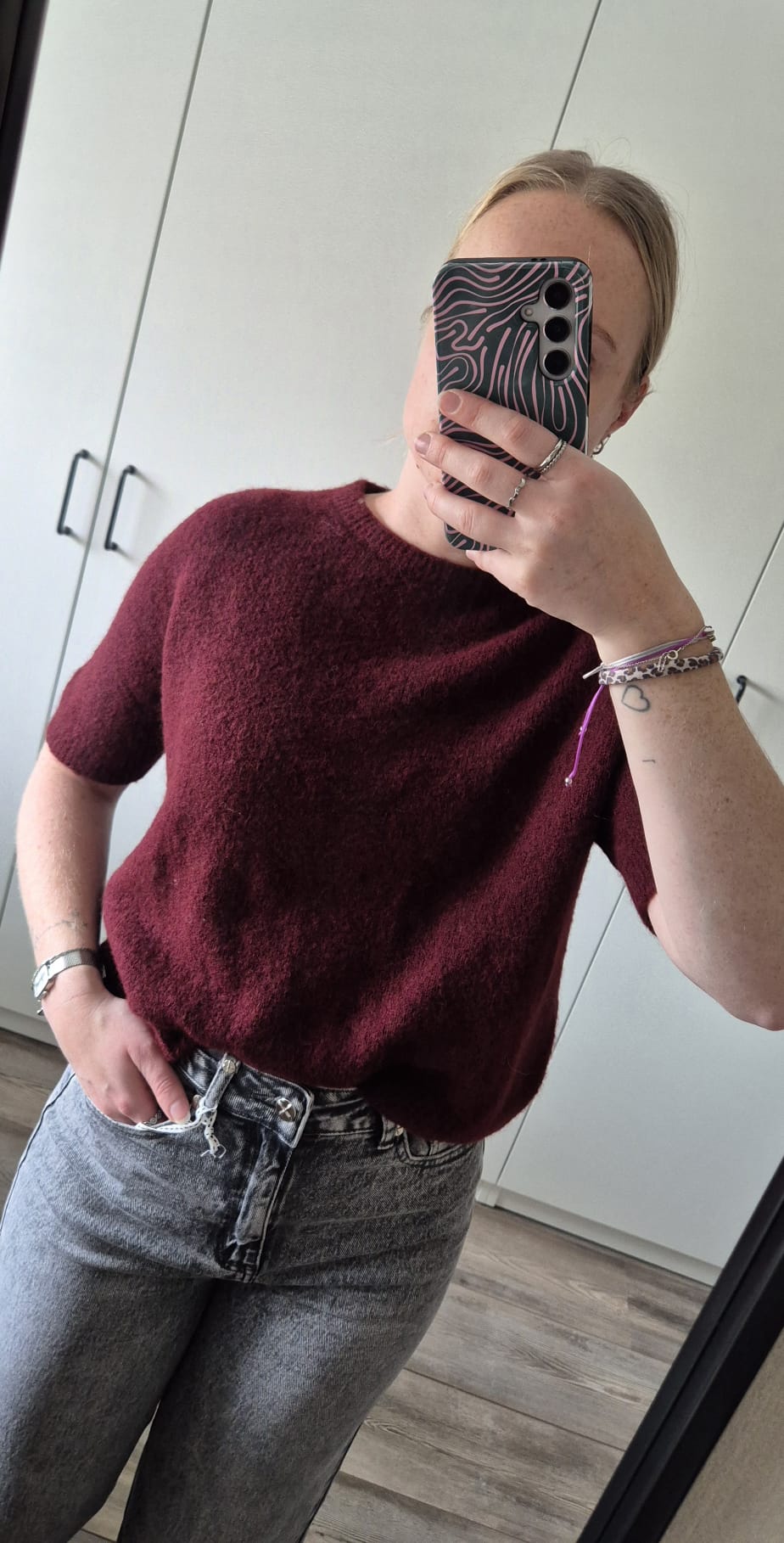 Soft knit short sleeve red