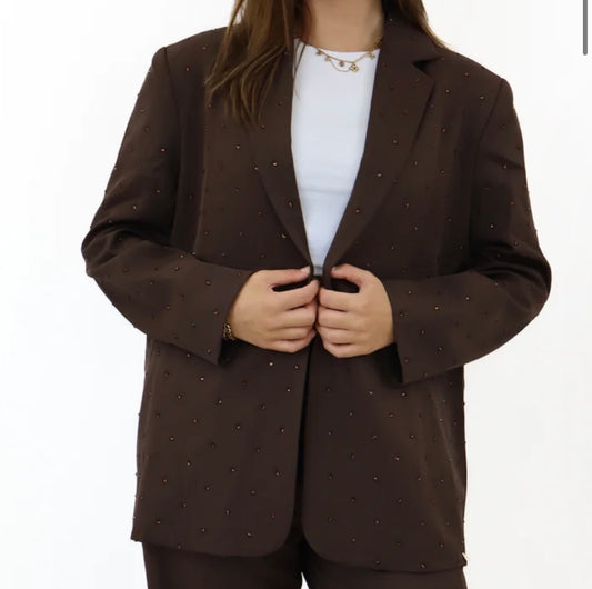 Glitter blazer brown