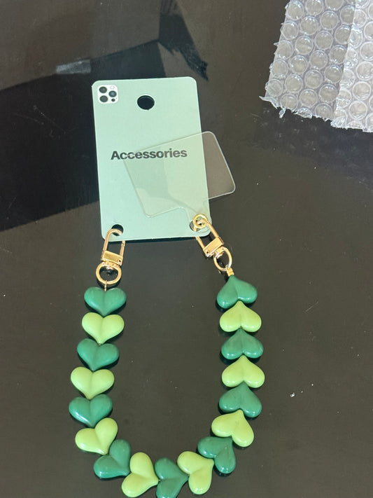 Telefoon Koordje Double Heart - green