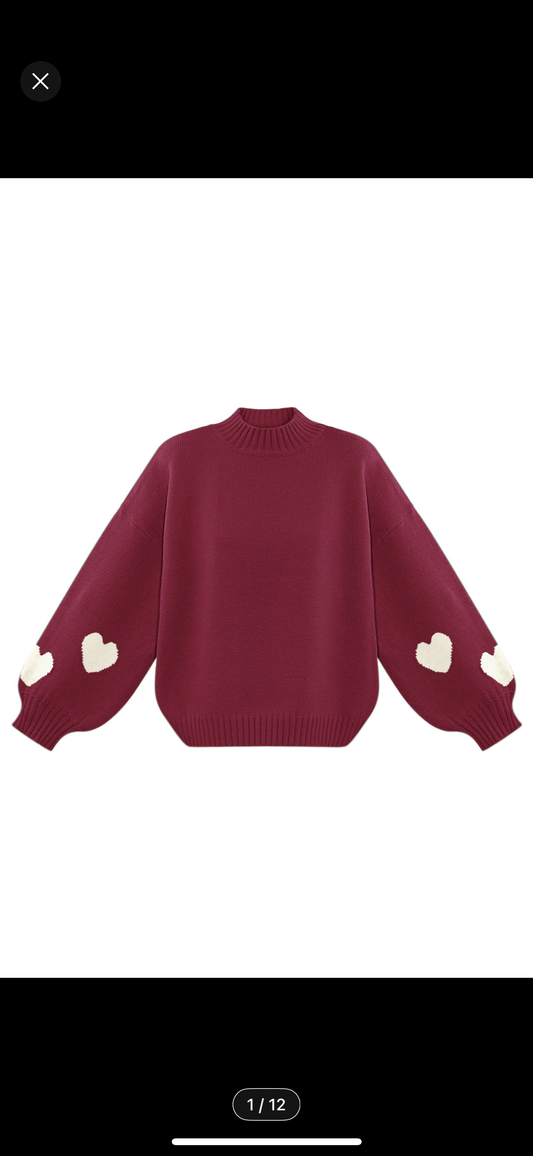 Heart knit trui
