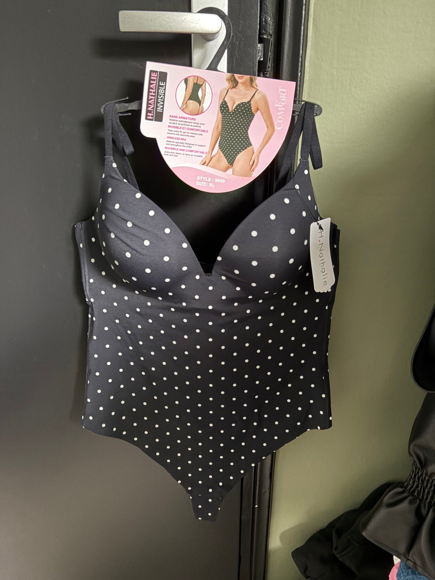 V-Neck body polka zwart
