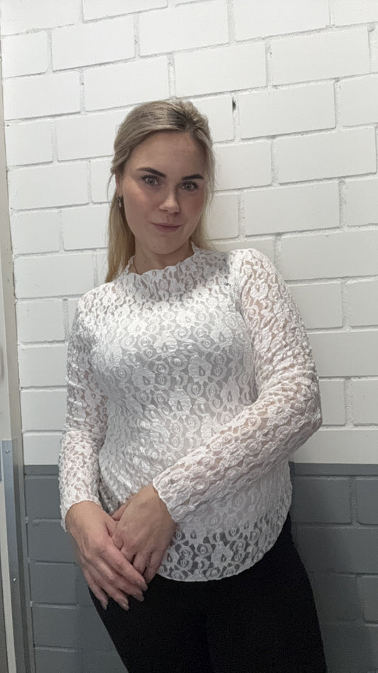 Kanten top white longsleeve