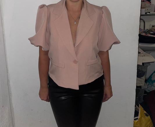 Leah korte pofmouw blazer licht roze