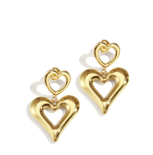 Oorbellen van hartjes goud