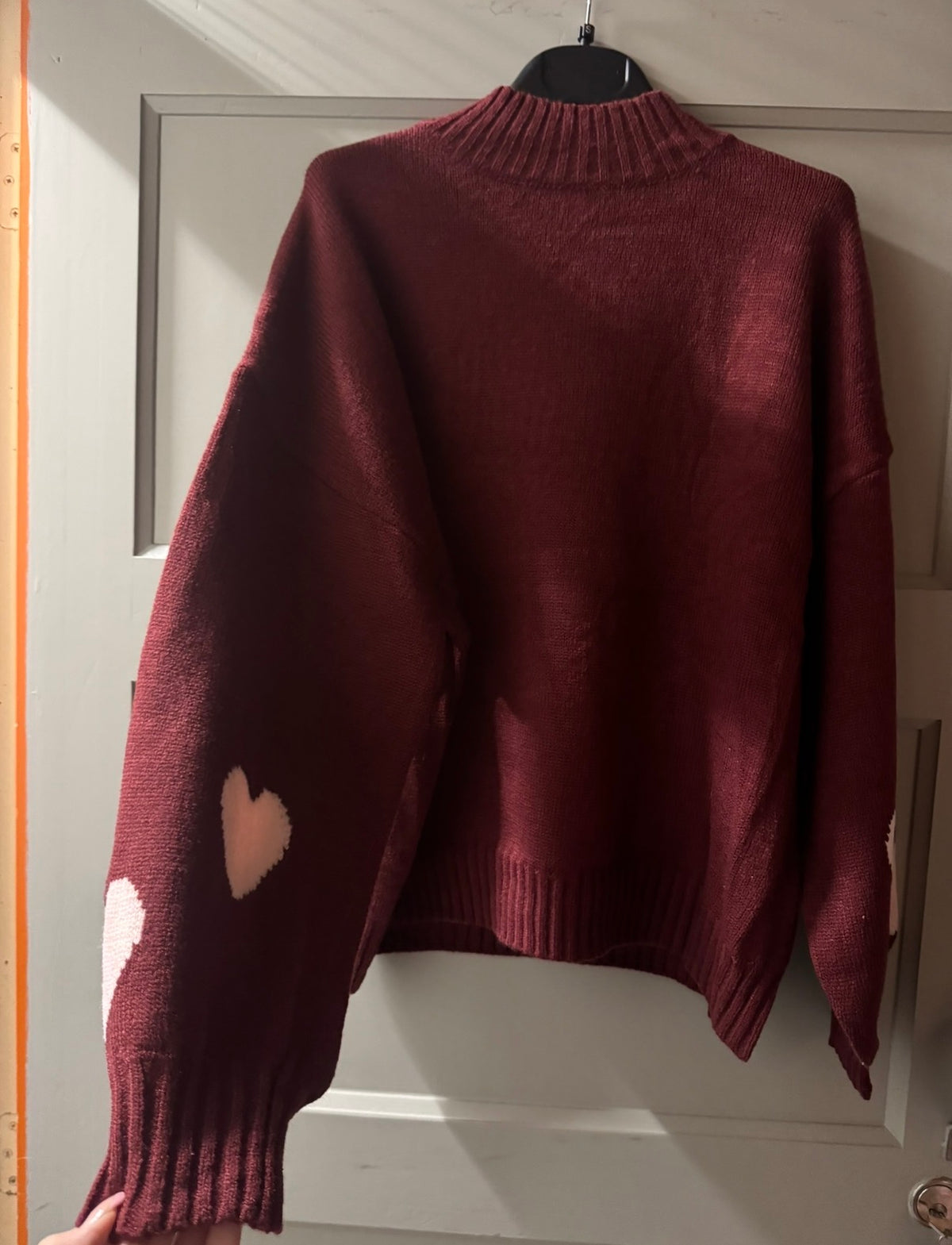 Heart knit red