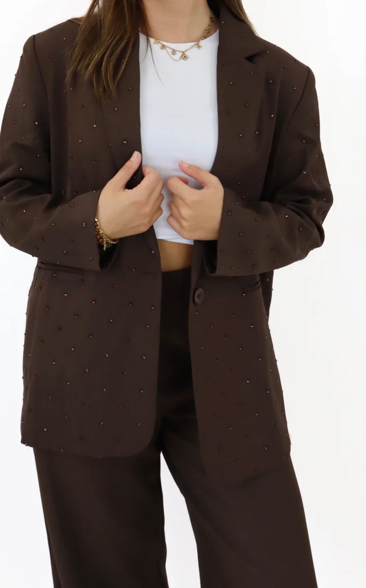 Glitter blazer brown